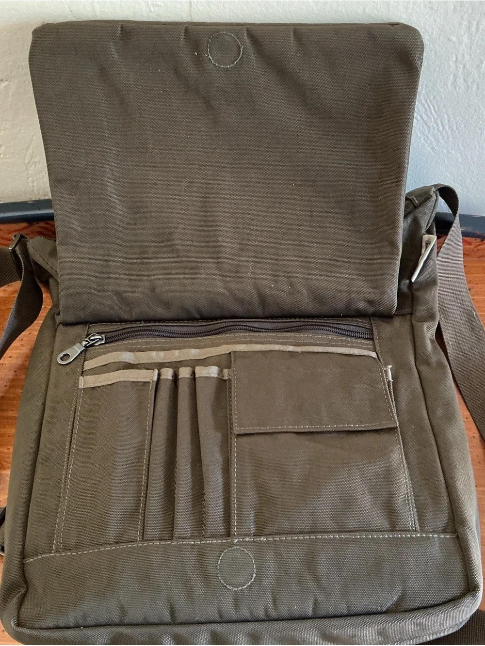 Ellington Olive Canvas Messenger Bag for Men